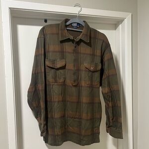 Polo by Ralph Lauren Men's Olive and Brown Plaid Shirt Jacket